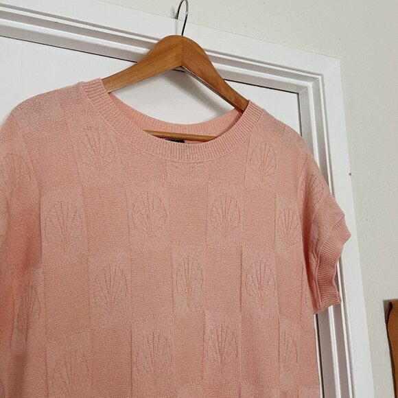 CA Vintage 70s Seashell Knit Short Sleeve Sweater Size M-XL Hedy Knits - Picture 7 of 7